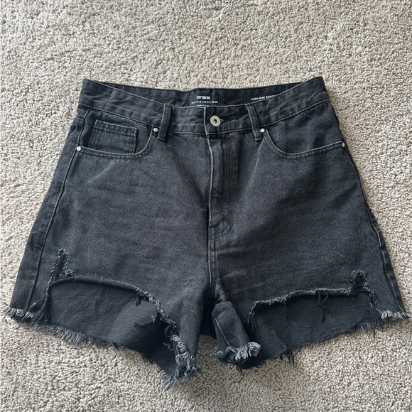 Cotton On Pants - Cotton On Black Distressed Denim Shorts